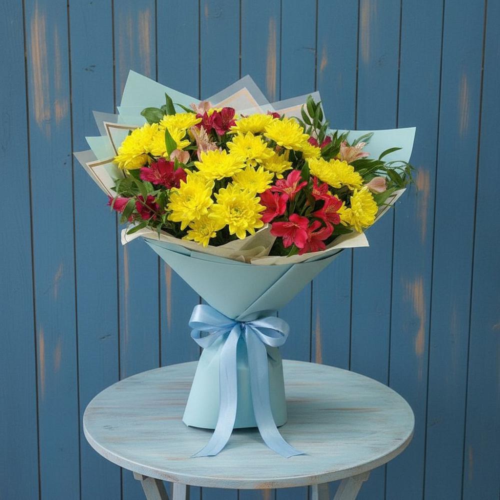 Букет цветов из: Альстромерии и Хризантемы в Великих Луках