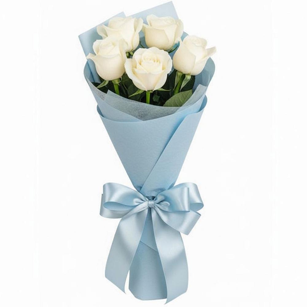 Букет 5 Белых роз Проуд в Великих Луках