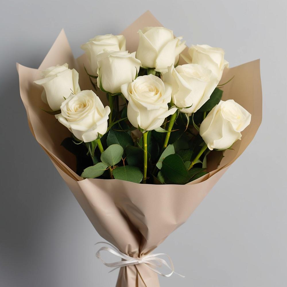 Букет 9 Белых роз Эдлесс Лав в Великих Луках