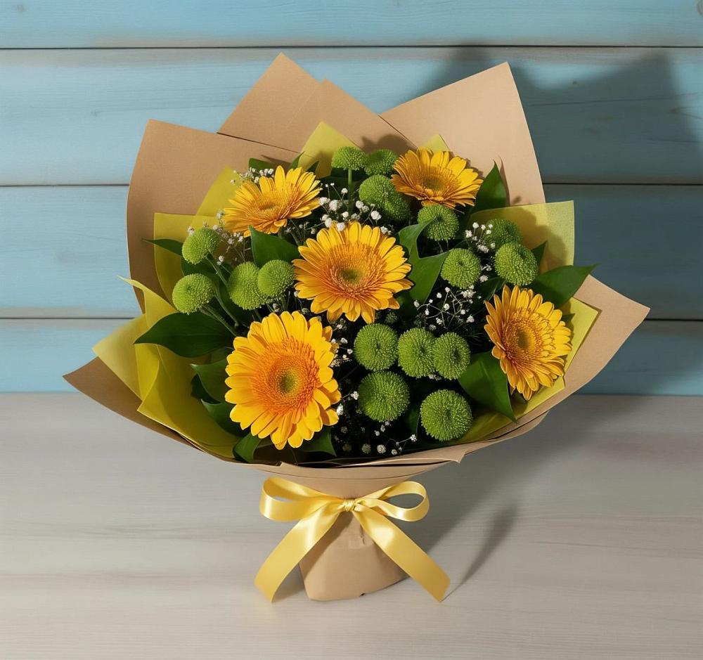 Букет цветов из: Герберы и Хризантемы в Великих Луках