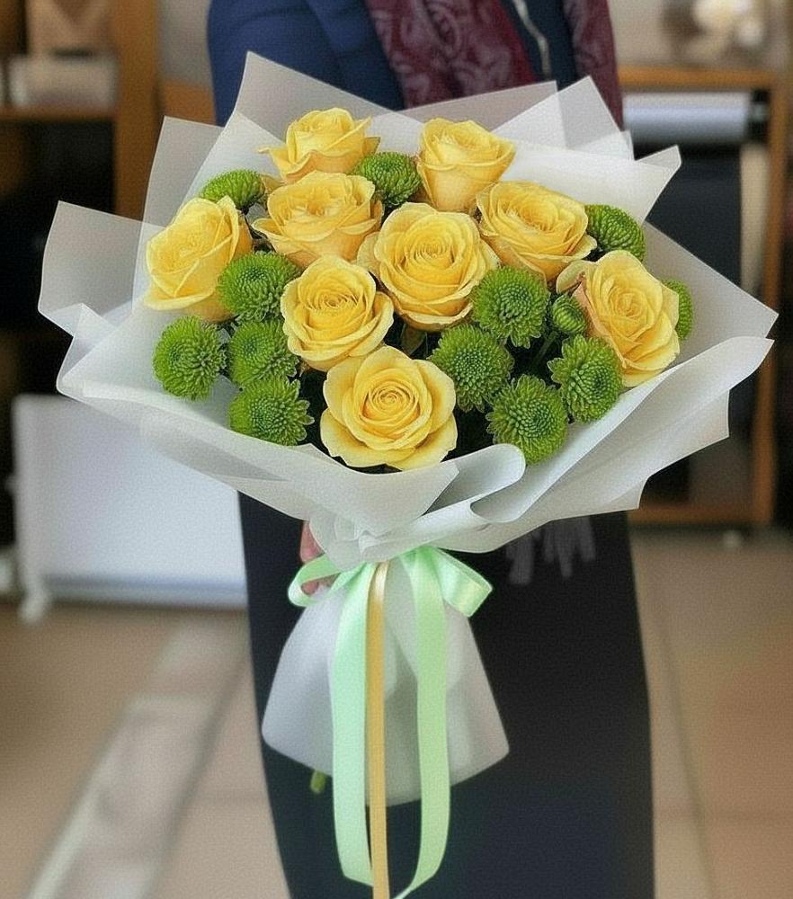 Букет цветов из: Хризантемы и Розы в Великих Луках