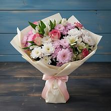 Букет цветов из:  Хризантемы, Альстромерии и Розы в Великих Луках