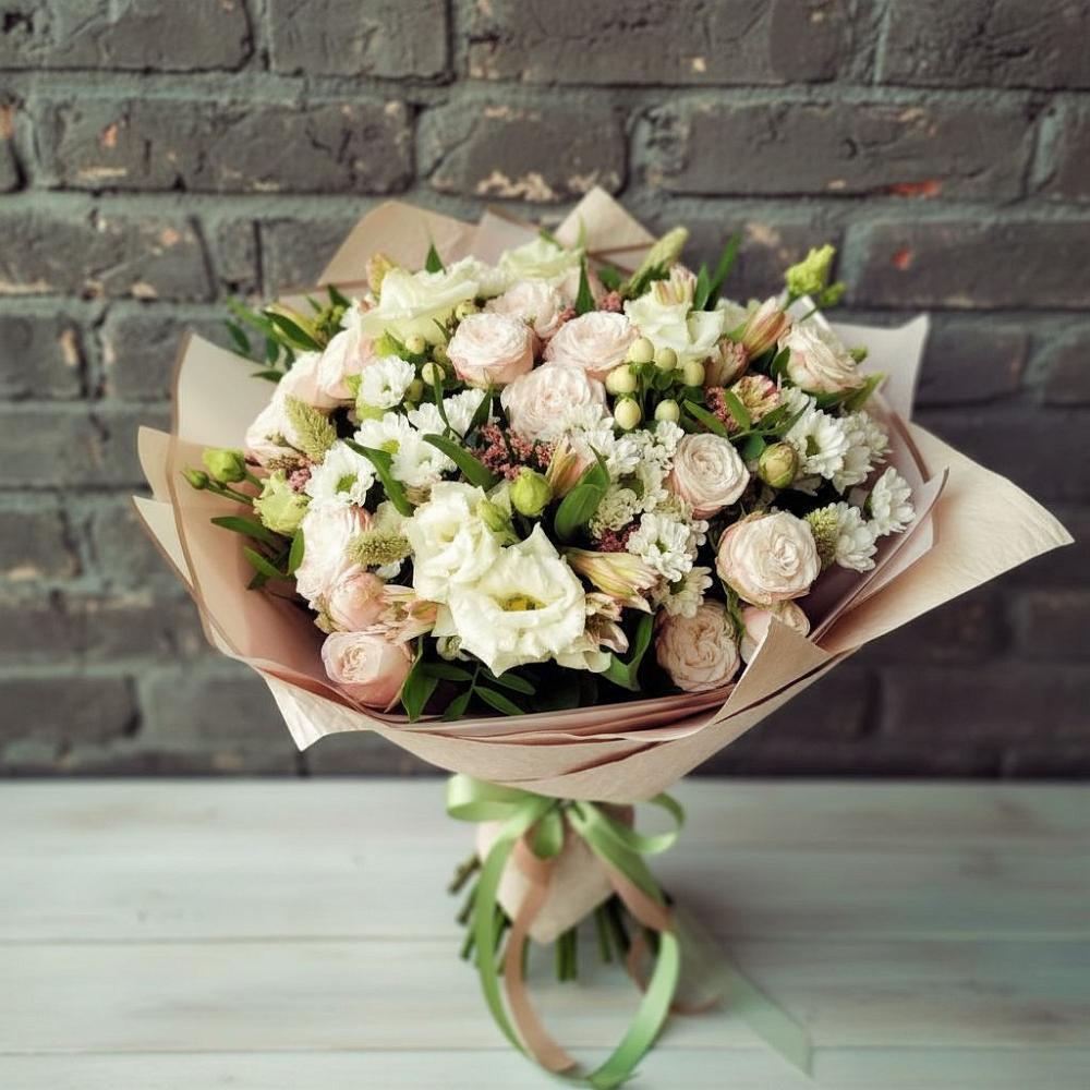 Букет цветов из: Альстромерии, Розы и Хризантемы в Великих Луках