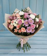 Букет цветов из:  Хризантемы, Розы и Альстромерии в Великих Луках