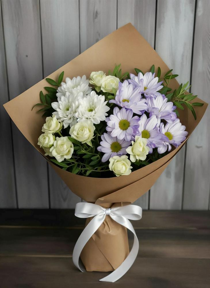 Букет цветов из: Хризантемы и Розы в Великих Луках